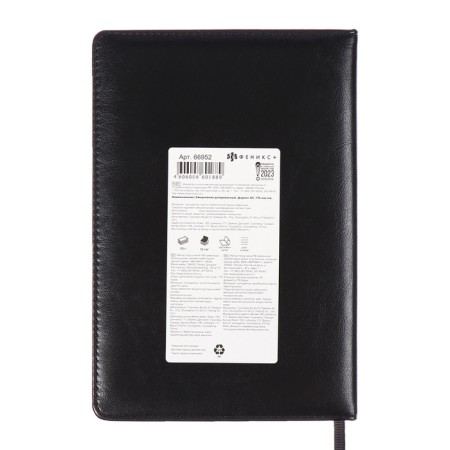 Dated 2025 diary, Escalada, A5 176 sheets, solid cover artificial leather with foam rubber, pancake embossing, cover on the cover, block 70 g/m2, black-16