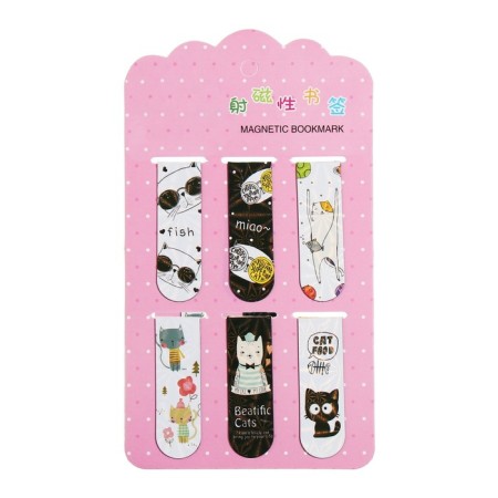 A set of magnetic bookmark for books Calligrata 6 pieces, "cats", mix-8