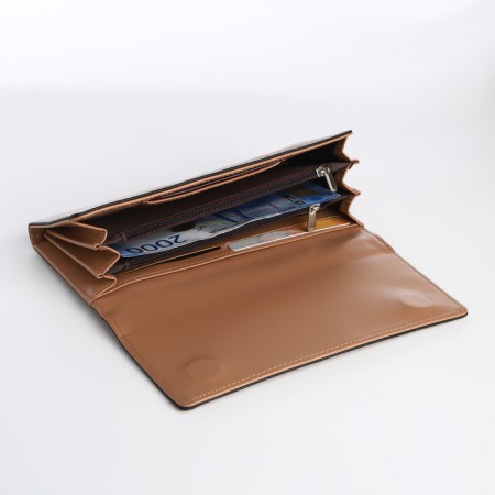 Women's wallet on a magnet, brown color-3