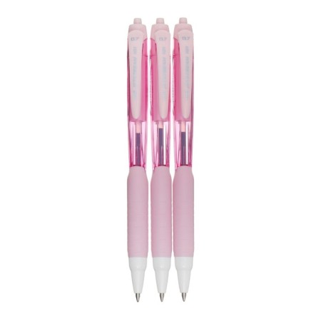 A set of ballpoints automatic UNI JetStream SX-101-07FL, 0.7 mm, blue rod, pink case, 3 pieces-1