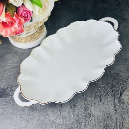 Lenardi Maria Gold dish, with handles, length 35 cm
