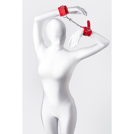 Handcuffs Anonymo, PU Skin, 27 cm, red color-12