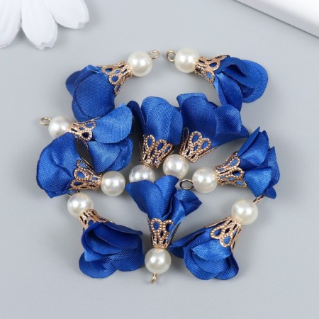 Decor for creativity textiles "Flower with pearls. Ultramarin" set 10 pcs 2.5 cm-2