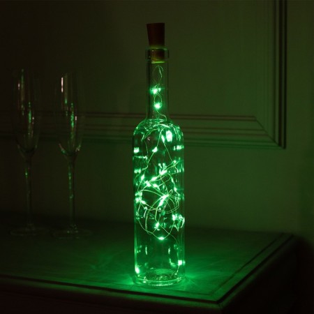 Garland "thread" 2 m dew with a traffic jam, IP20, silver thread, 20 LED, green glow, lr44x3
