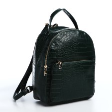 Women's backpack made of artificial leather with lightning, 1 pocket, green color