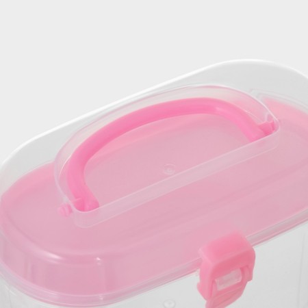 Organizer for storage with an insert, 12 × 7.5 × 7.5 cm, pink color-5