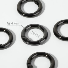 Karabin ring, d = 16/24 mm, thickness - 4 mm, 5 pcs, black nickel color