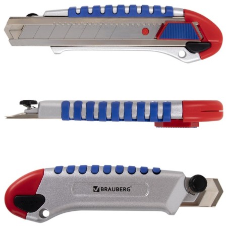Universal knife Brauberg Professional, metal case, autofixer, 25 mm-5