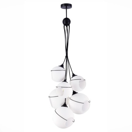Suspended EVOLUCE lamp. Sle103143-06. Satturo. 6x60 watts, E27, 35x35x120 cm, black color-3