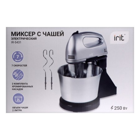 IRIT IR-5431 mixer, 250 watts, 2 l, 7 speeds, 4 nozzles, silver-12