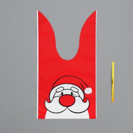 Gift bag with ears "Grandfather Frost", 12 x 11.5 cm, New Year-4