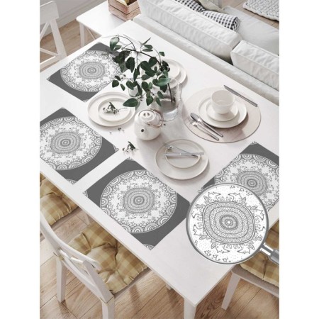 Set of napkins for setting the table "openwork circles", rectangular, size 32x46 cm, 4 pcs-1