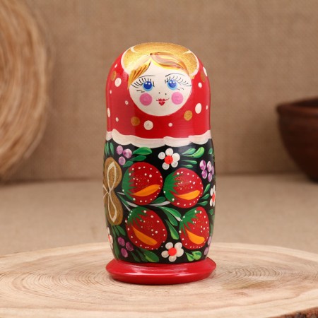 Nesting doll "Anastasia", black dress, 5 doll, 16 cm-1
