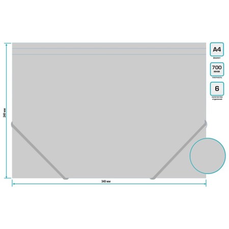 A5, Calligrata Top Deluxe, 6 departments, 500 μm, on a button, white with color separators