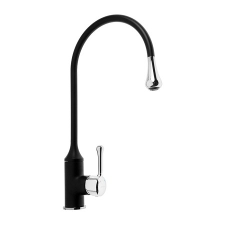 ACCOONA A4490F-4 kitchen mixer, single-leaf, drop-like spout, brass, black