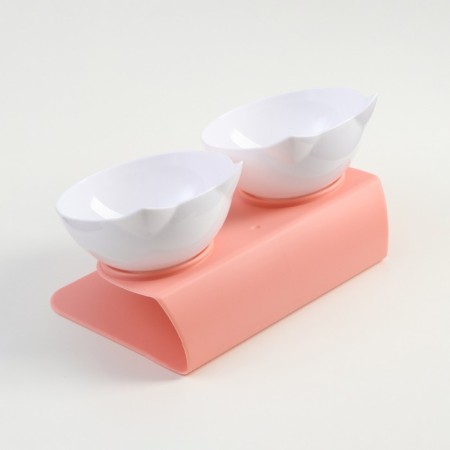 Plastic bowls on a pink stand 27.5 x 14 x 15 cm white-3