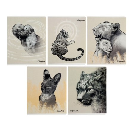 Notebook of 48 sheets in the cage "totem animals", covered cardboard, selective twin-lak, block 65 g/m2, mix