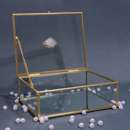 Organizer for storage "Mountains", with a lid, glass, with a mirror -bottom, 1 section, 20 × 16 × 6.5 cm, the color is transparent/copper-5