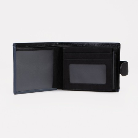 Male purse on a button, for bills, for cards, for coins, black color-2