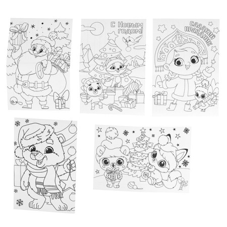 Set for creativity. Coloring mug with postcards "Santa Claus and animals"-5