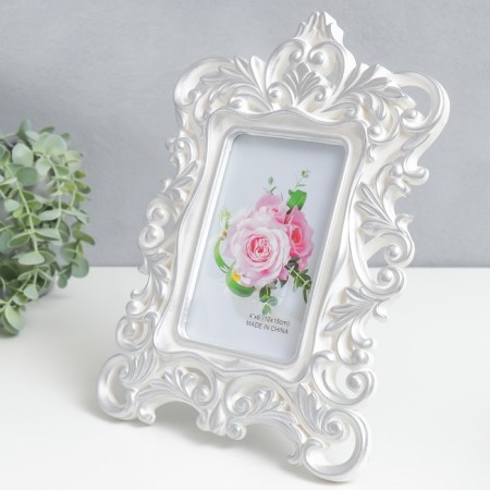 Photo frame plastic 10x15 cm "Royal lush leaves" silver 28x20.5 cm-1
