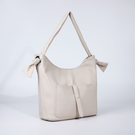 Luggage bag on lightning, 2 external pockets, milk color-2