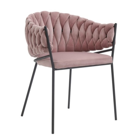 Lind chair, 600 × 530 × 770 mm, velor, pink color-5