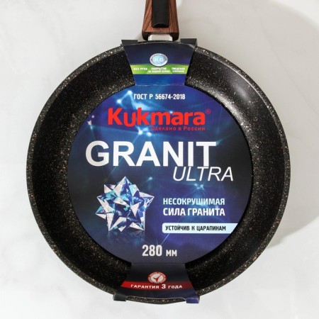 Granit Ultra Original pan, D = 28 cm, removable handle, anti -stick coating, black color-9