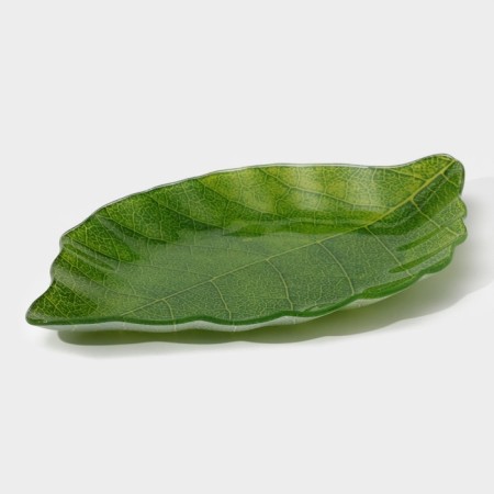 Glass Serving shares "Leaf", 31 × 19 cm, green color-2