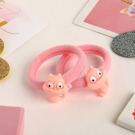 Hair elastic band "Funny animals" (set 2 pcs), grouse, mix-1