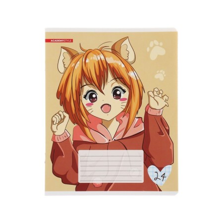 Notebook 24 sheets in the “ANime Girls” cage, cover coated cardboard, UV-fluid, block 65 g/m2, mix-2