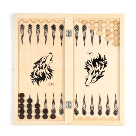 Board game 2 in 1 "Wolf": backgammon, checkers, board 40 x 40 cm-1
