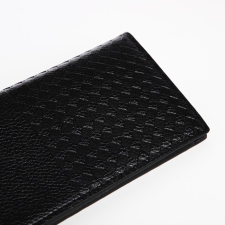 Male purse without fastener, department for bills, for maps, for coins, black color-2