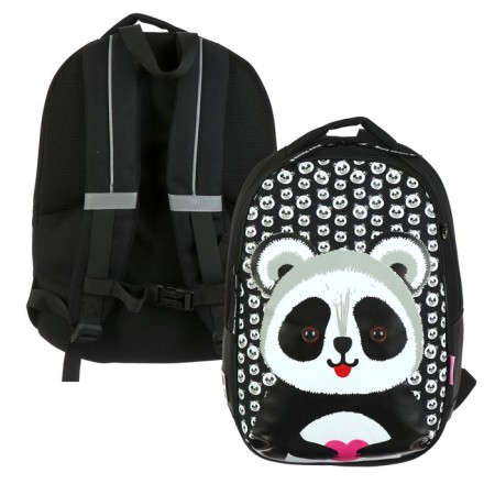 School backpack Bruno VisConti, 42 x 31 x 14 cm, ergonomic back, Panda