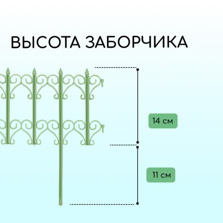 Decorative fence, 25 × 180 cm, 5 sections, plastic, light green, "classics"-2