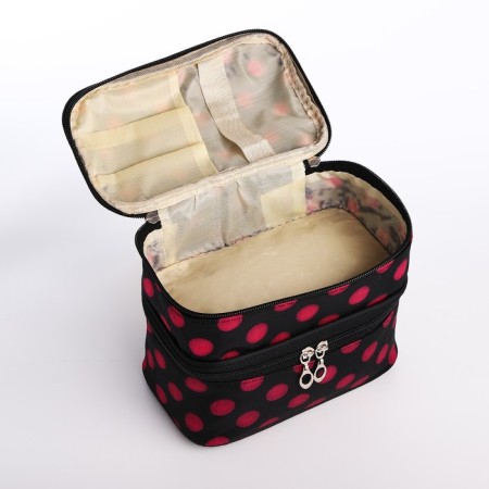 Cosmetic bag, 2 parts on lightning, black/pink color-2