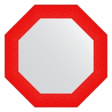 Зеркало в багетной раме, красная волна 89 мм,  67x67 см