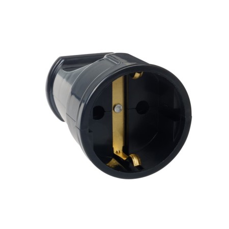 Cable socket, ABS plastic, straight line, s/h, 16a, 250b, IP20, black, 30459 4
