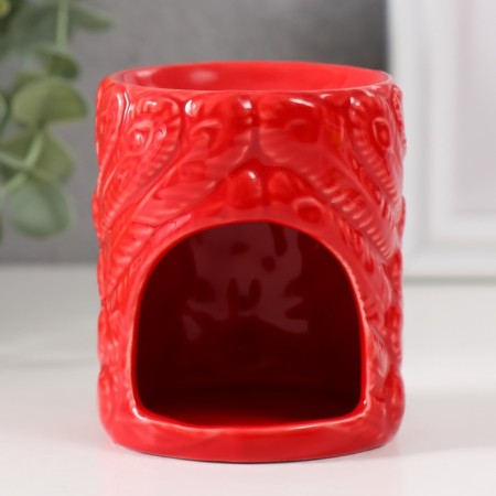 Aroma lamp ceramics "peacock" red 7x7x8.5 cm-1