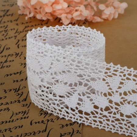 Knitted lace, 60 mm × 10 ± 1 m, white color-2