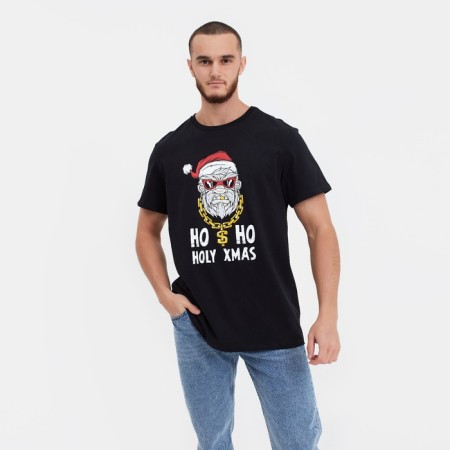 New Year's T -shirt, black color, size 52-4