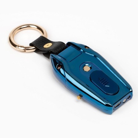 Electronic lighter with clock, compass and lantern, USB, spiral, 7.5 x 2.5 x 2 cm, blue-3