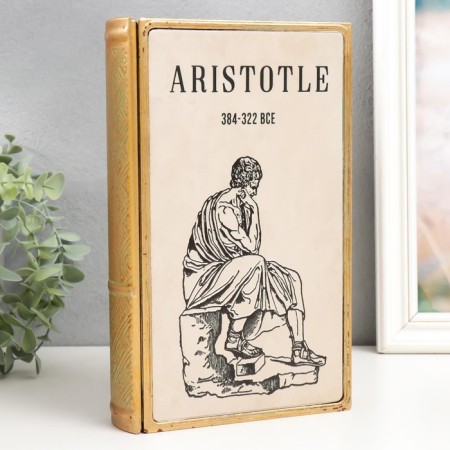Broke-book metal, glass "Aristotle" 26x16x5 cm