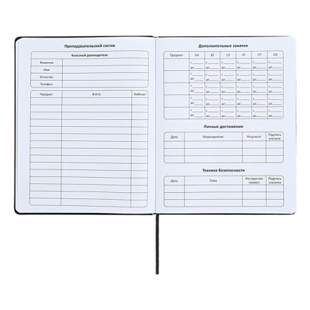 Universal diary for grades 1-11 "strip", solid cover of artificial leather, silkography, lies, 48 ​​sheets, black+blue-4