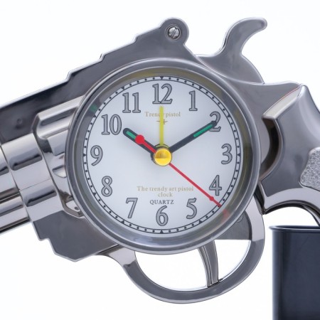 Clock - alarm clock "Pistol", discrete move, dial d -7 cm, 13 x 24 cm, aa-5