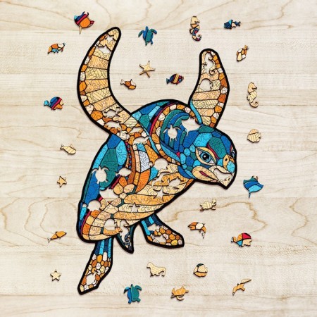 Wooden, curly puzzle Ewa sea turtle-6