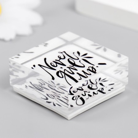 Acrylic seal "Never give up" 4x4x2 cm-2
