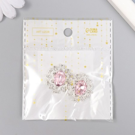 Decor for creativity Metal "Medallion Patal" light pink crystal 2.6x2.4 cm-4