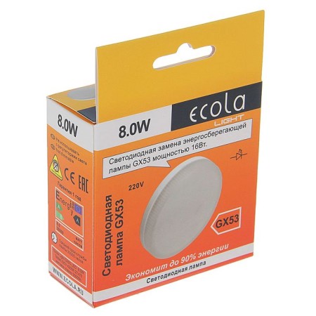 LED LED ECOLA, GX53, 8 W, 4200 K, 27x75 mm, matte glass-3