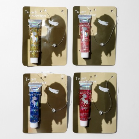 Set 2 objects: pendant, glitter "crystal" on the fishing line, white color, glitter color mix, 40 cm-2